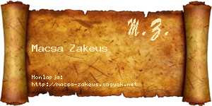 Macsa Zakeus névjegykártya
